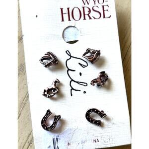 Wyo Horse Stallion Earrings New-3 Small Pairs Horse Shoe VTG Equestrian